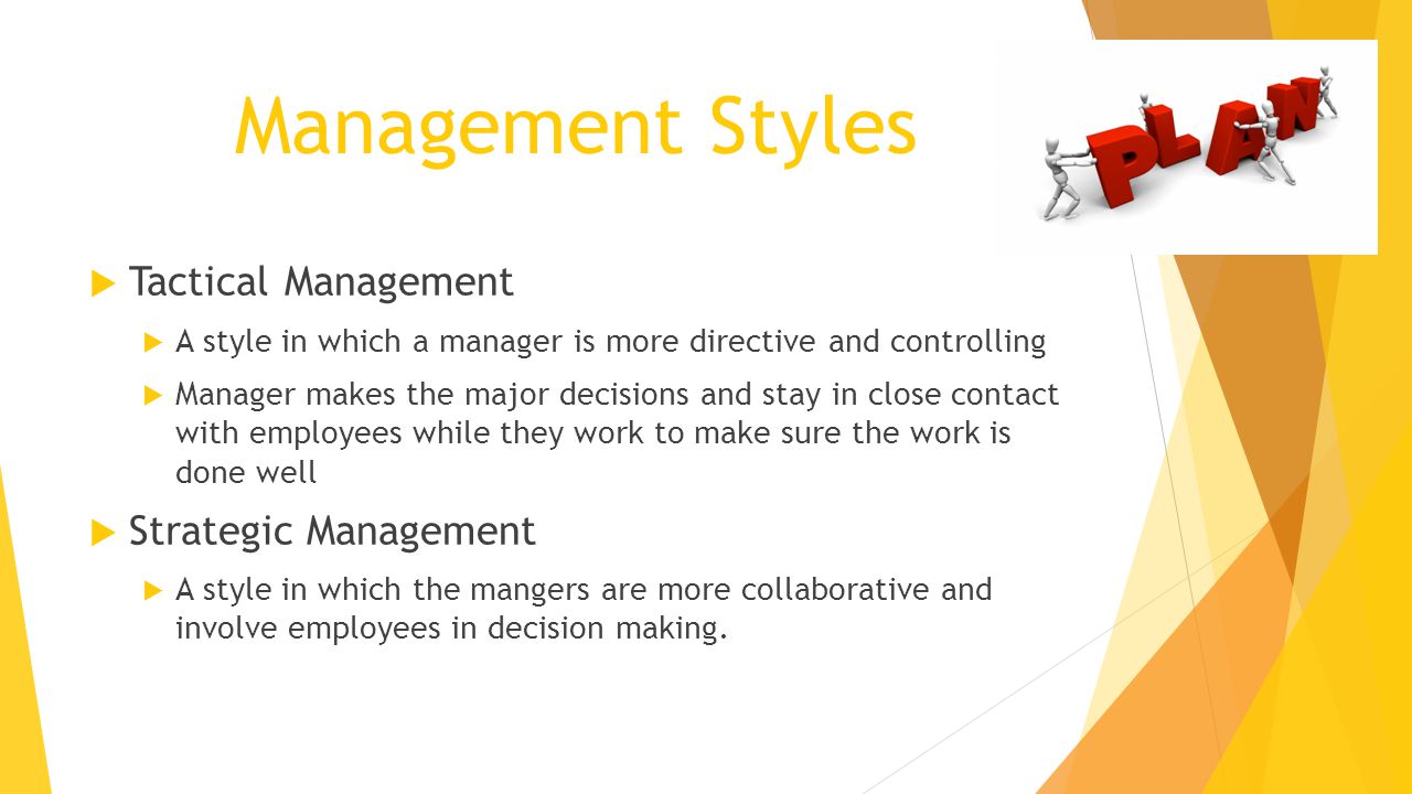 Management Styles Tactical Management Strategic Management