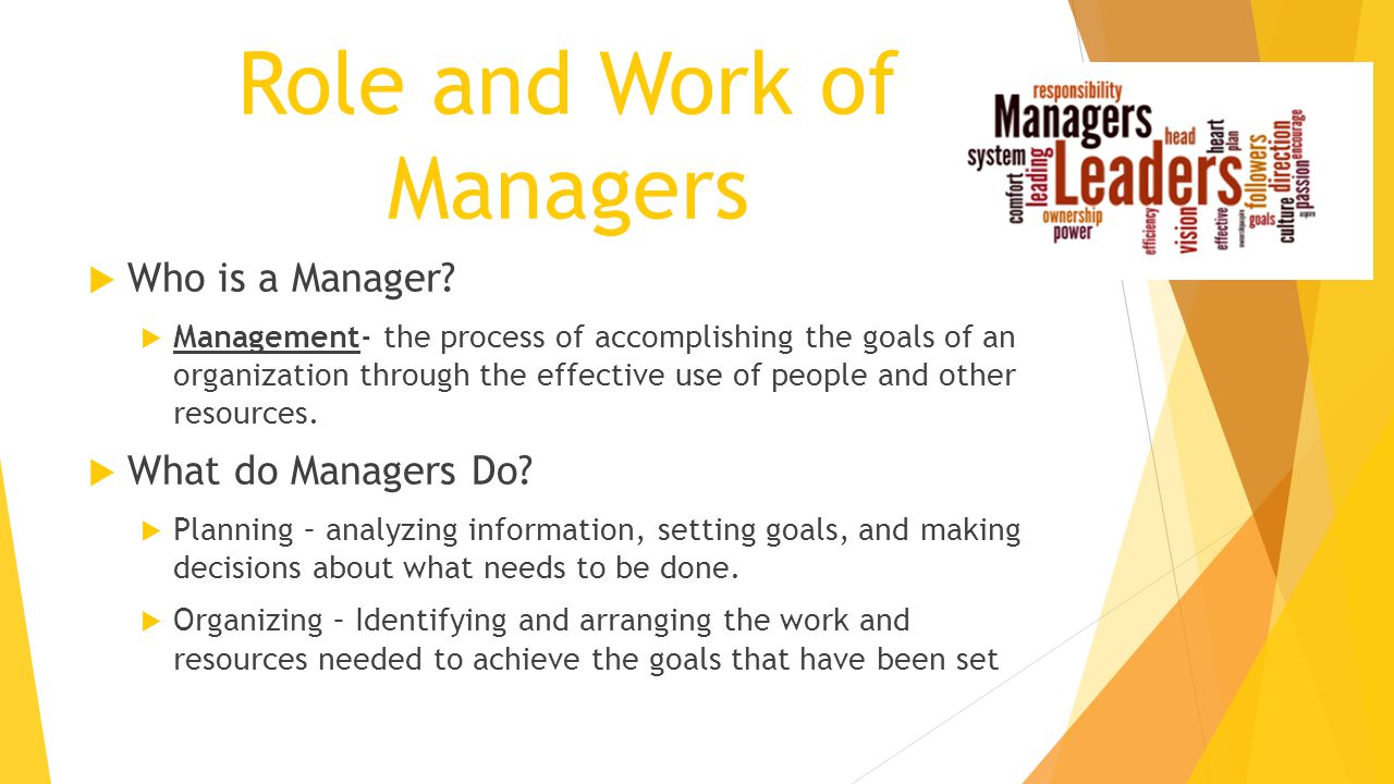 Role and Work of Managers