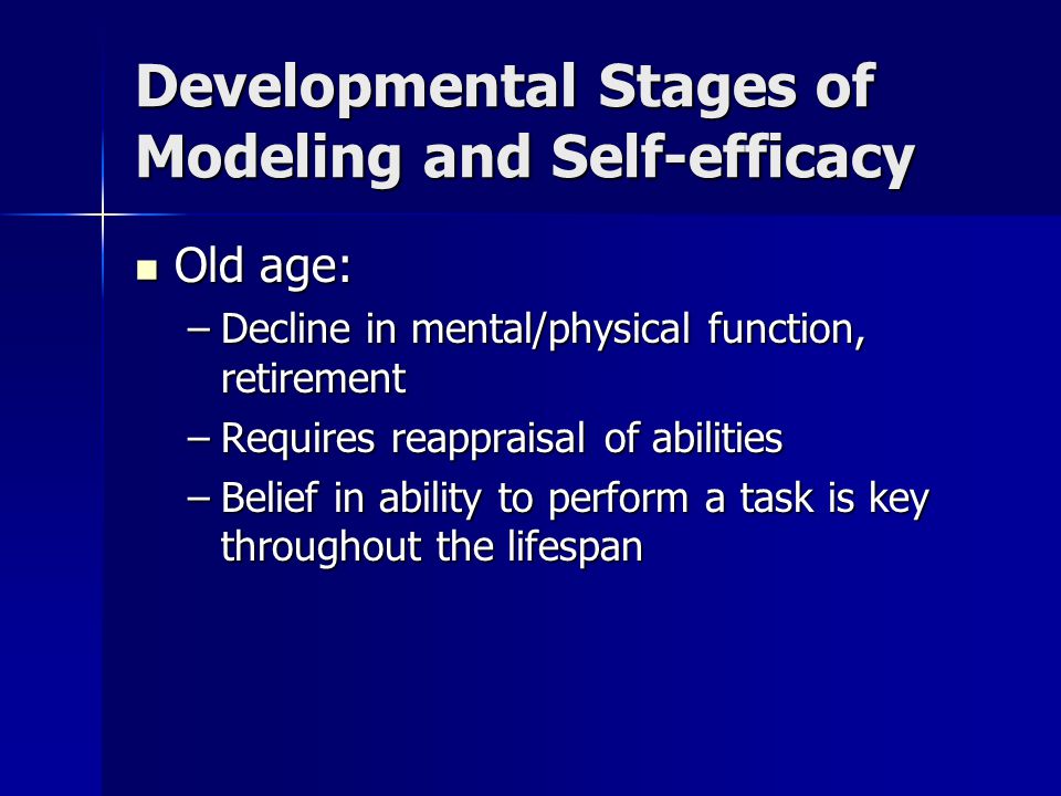 Developmental Stages of Modeling and Self-efficacy