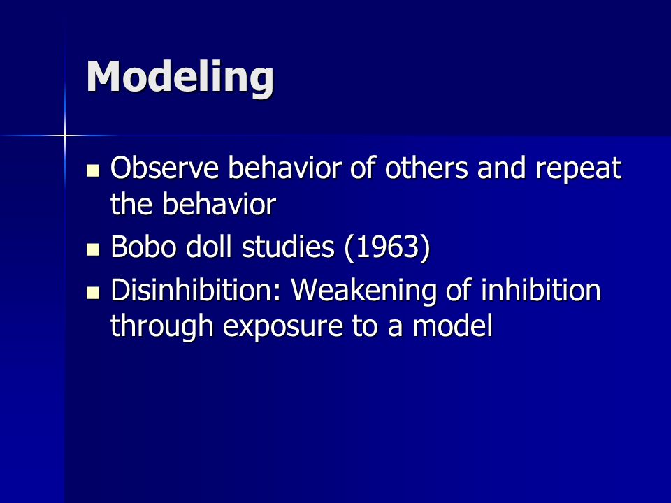 Modeling Observe behavior of others and repeat the behavior