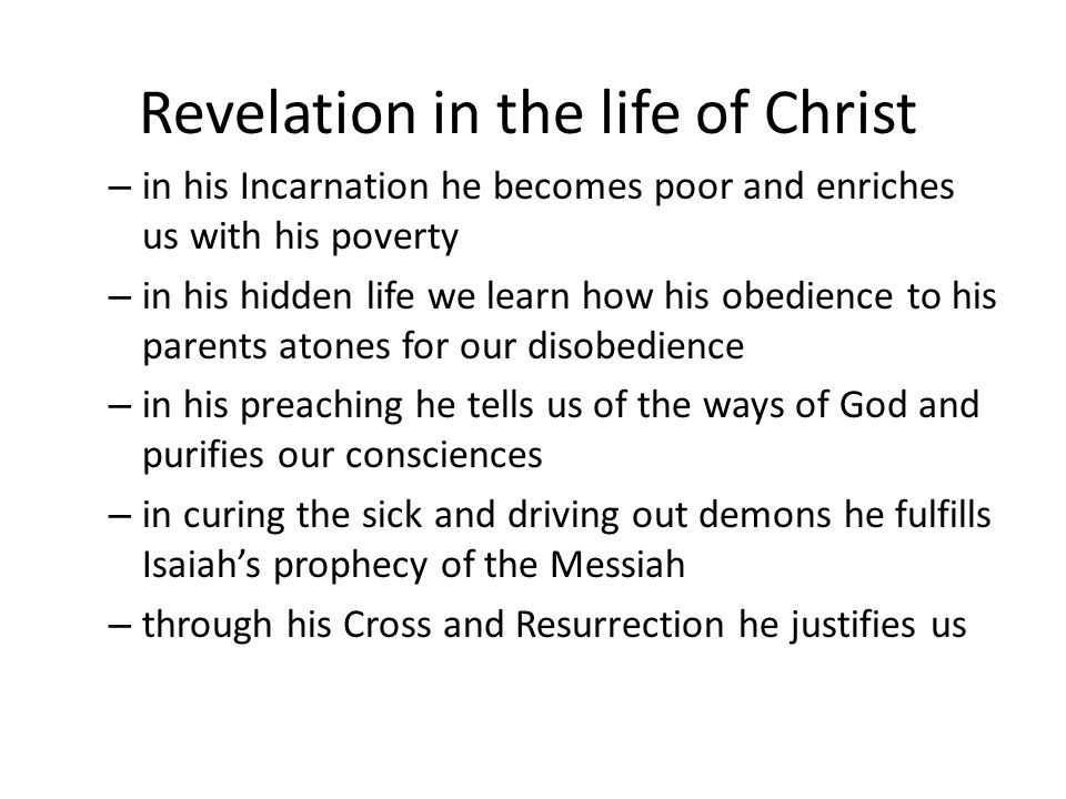 Revelation in the life of Christ