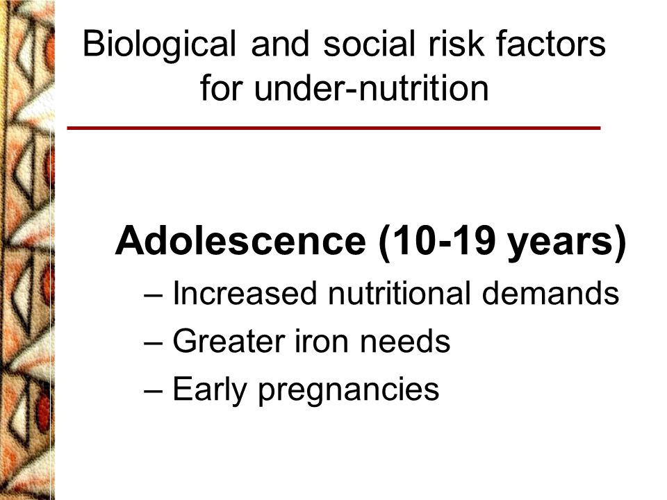 Biological and social risk factors for under-nutrition
