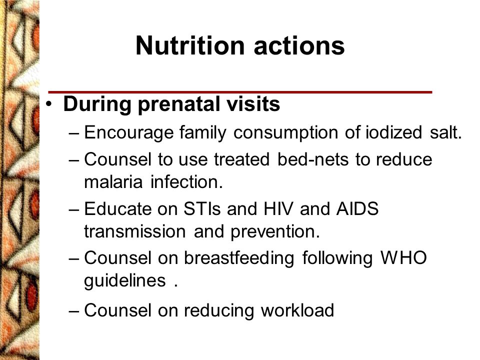 Nutrition actions During prenatal visits