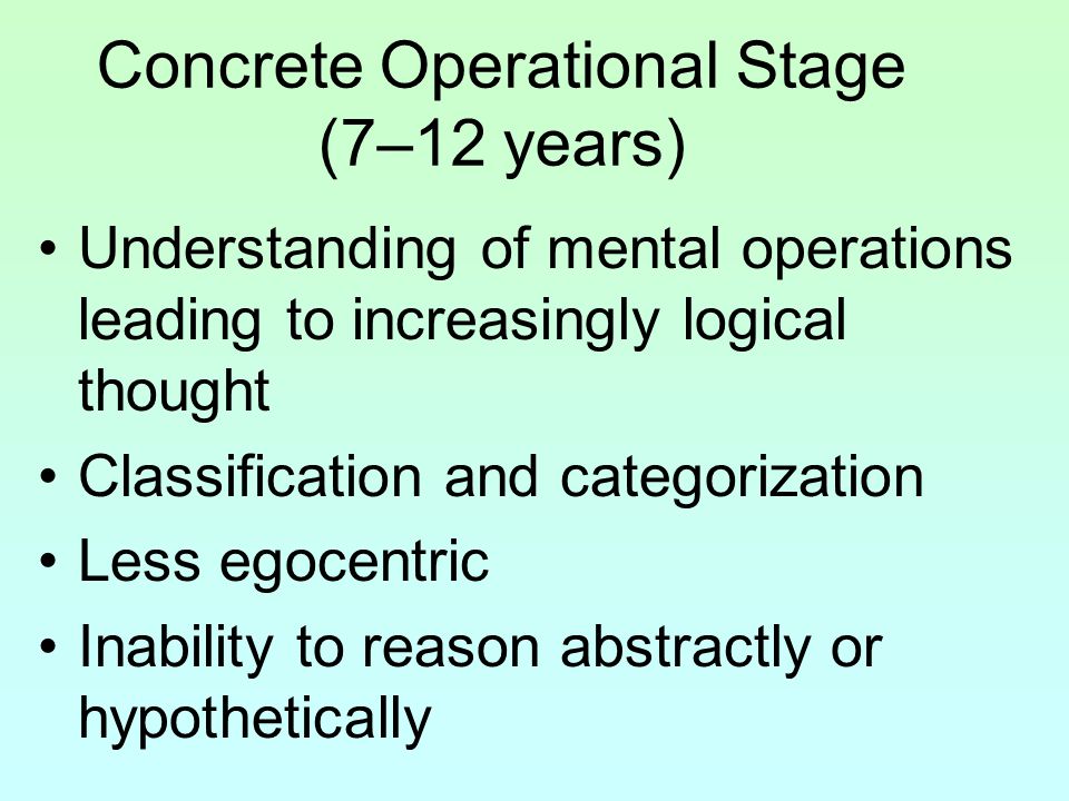 Concrete Operational Stage (7–12 years)