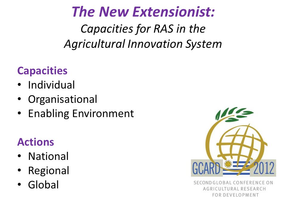 The New Extensionist: Capacities for RAS in the Agricultural Innovation System