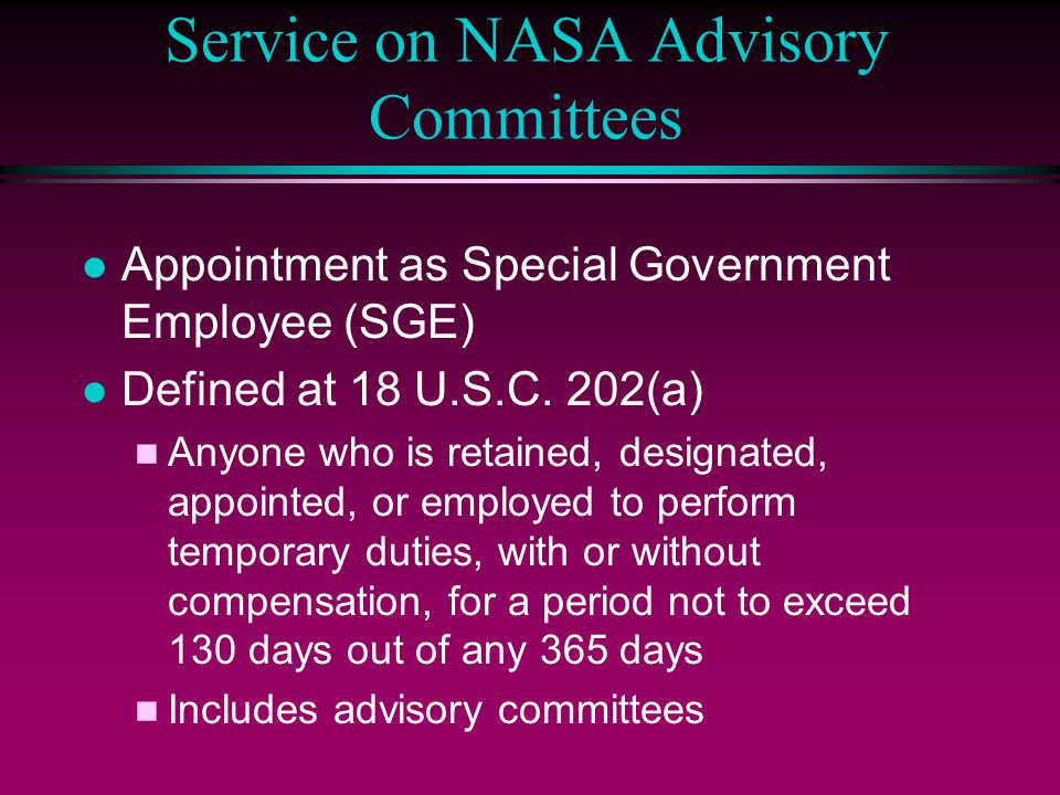 Service on NASA Advisory Committees