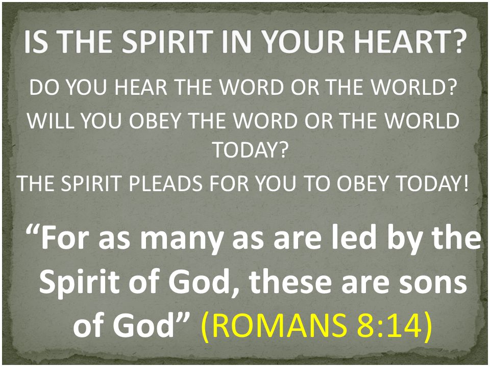 IS THE SPIRIT IN YOUR HEART