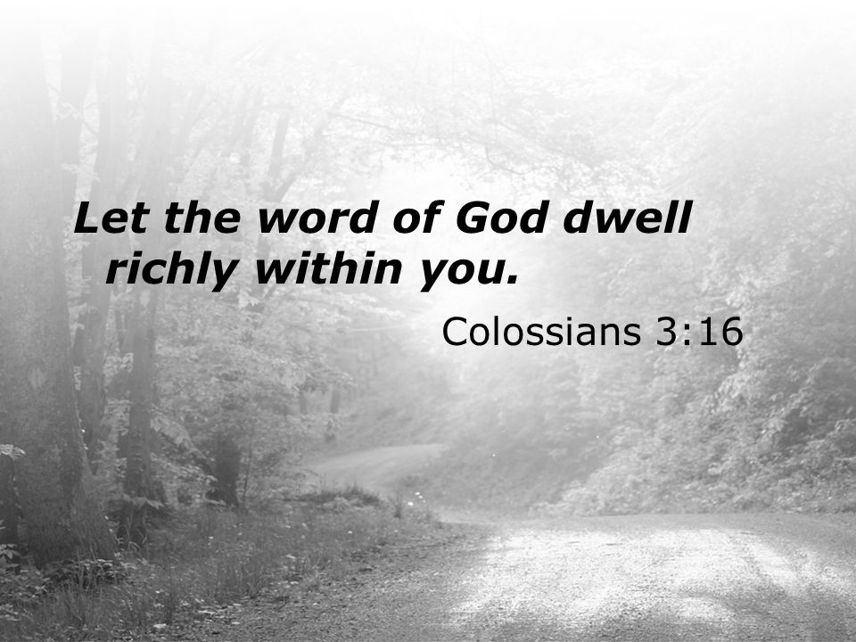 Let the word of God dwell richly within you.