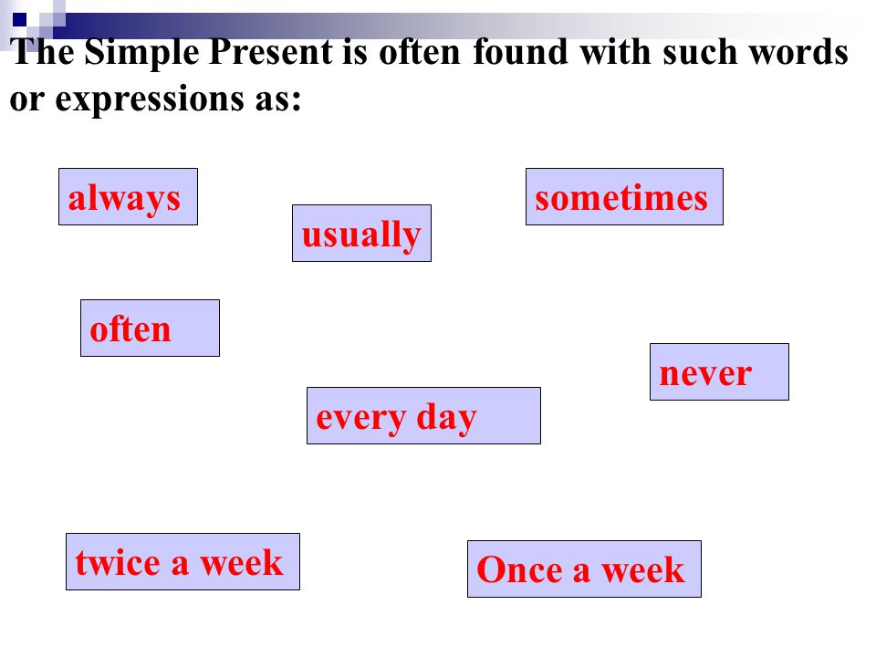 The Simple Present is often found with such words or expressions as: