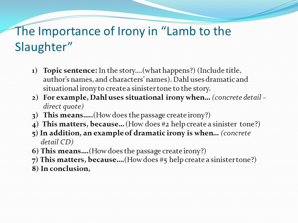 examples of irony in lamb to the slaughter