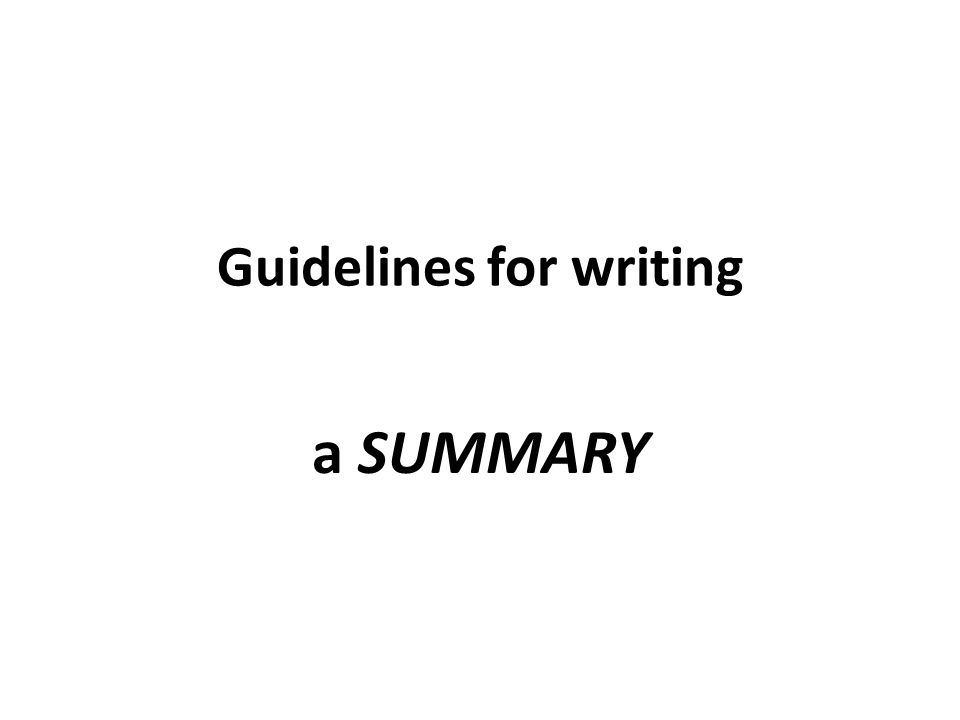 Guidelines for writing