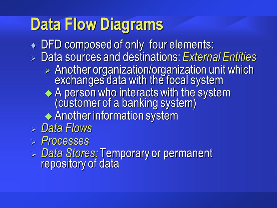 Data Flow Diagrams DFD composed of only four elements: