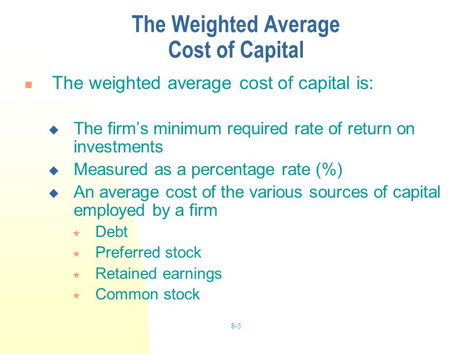 Cost capital of average weighted Weighted average