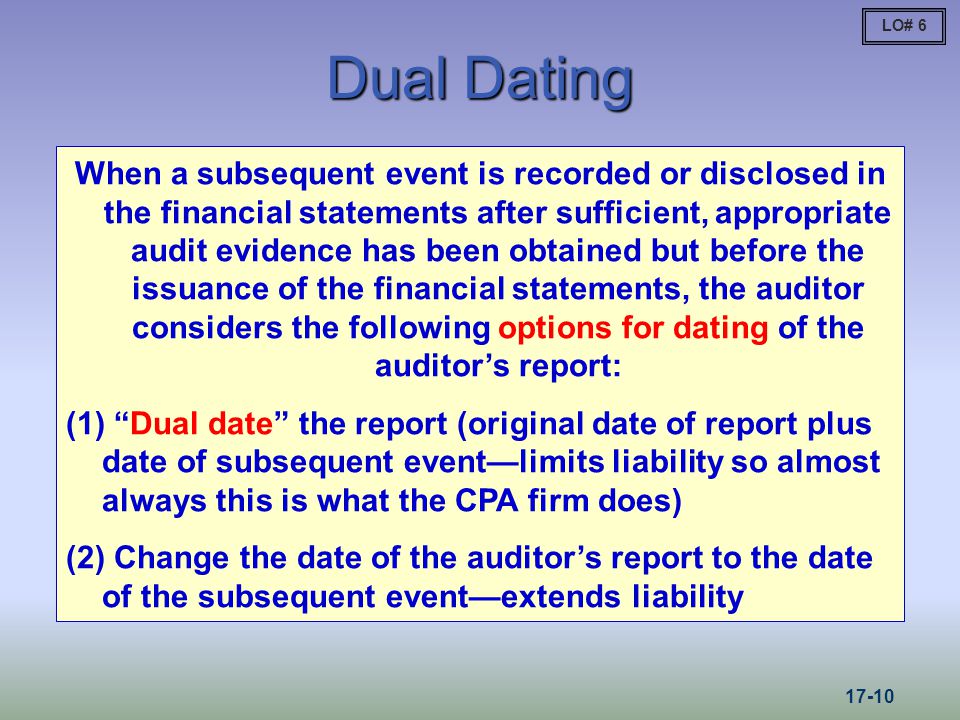 Dual dating audit