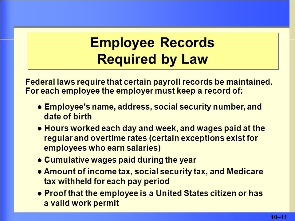 Employee Records Required by Law