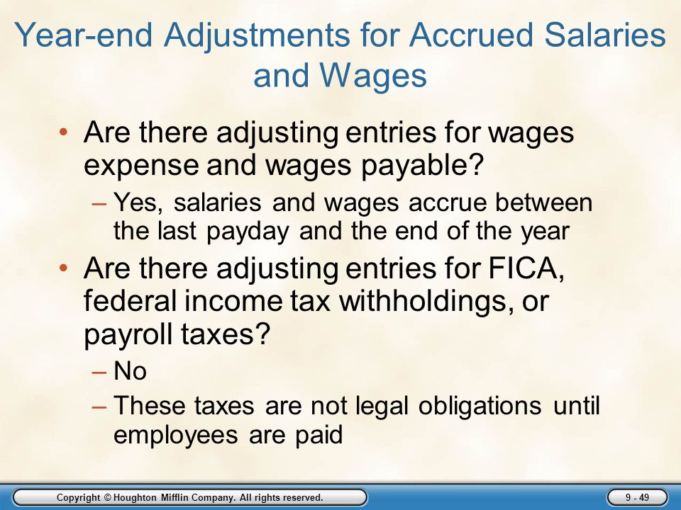 Year-end Adjustments for Accrued Salaries and Wages