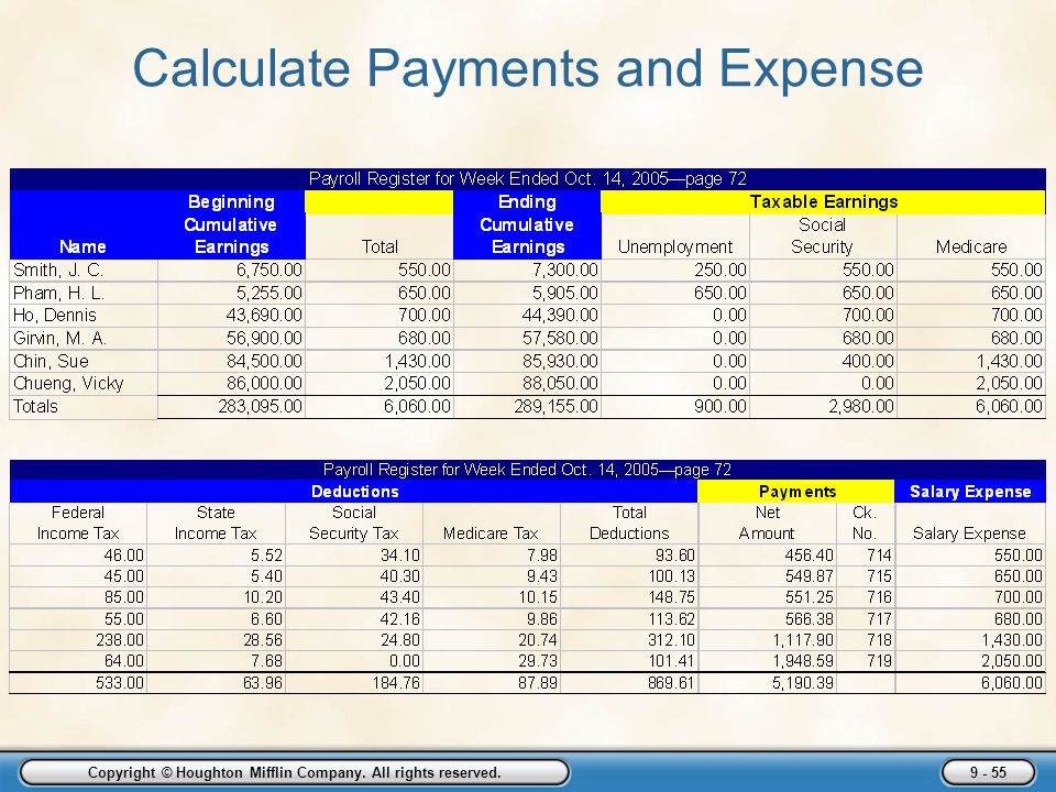 Calculate Payments and Expense