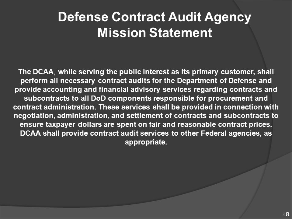 Defense Contract Audit Agency Mission Statement
