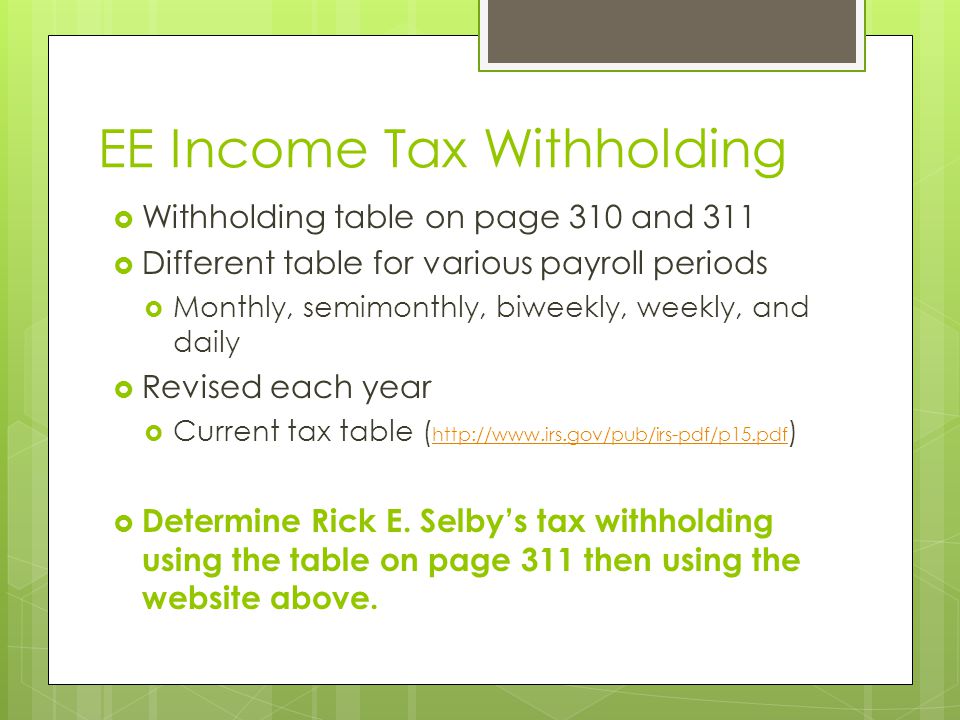 EE Income Tax Withholding