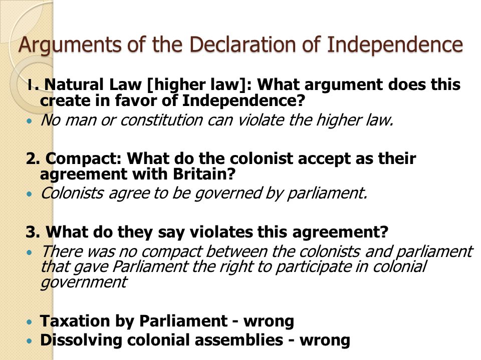 Arguments of the Declaration of Independence