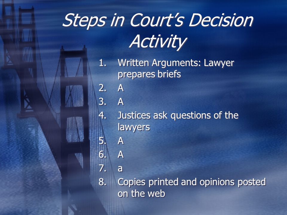 Steps in Court’s Decision Activity