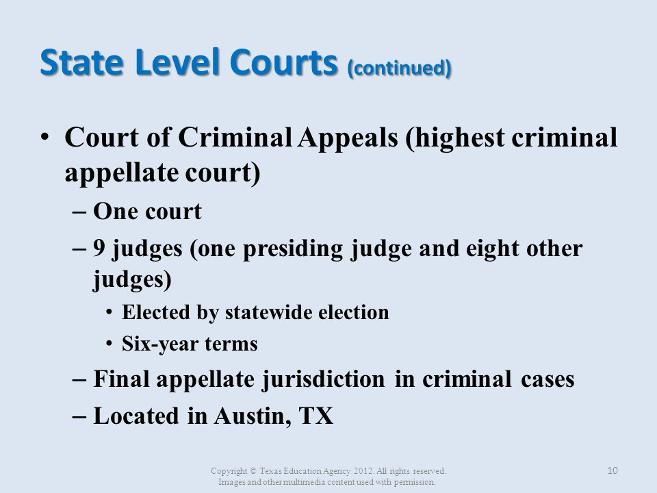 State Level Courts (continued)