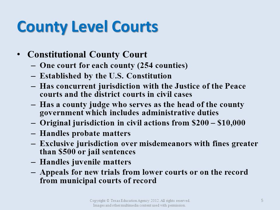 County Level Courts Constitutional County Court