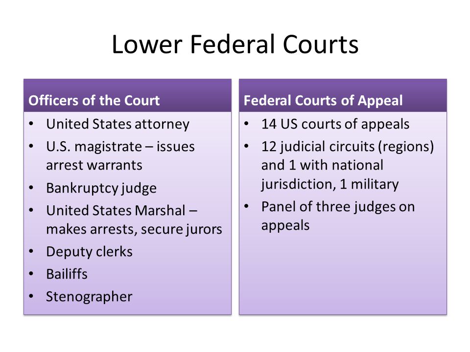 Lower Federal Courts Officers of the Court Federal Courts of Appeal