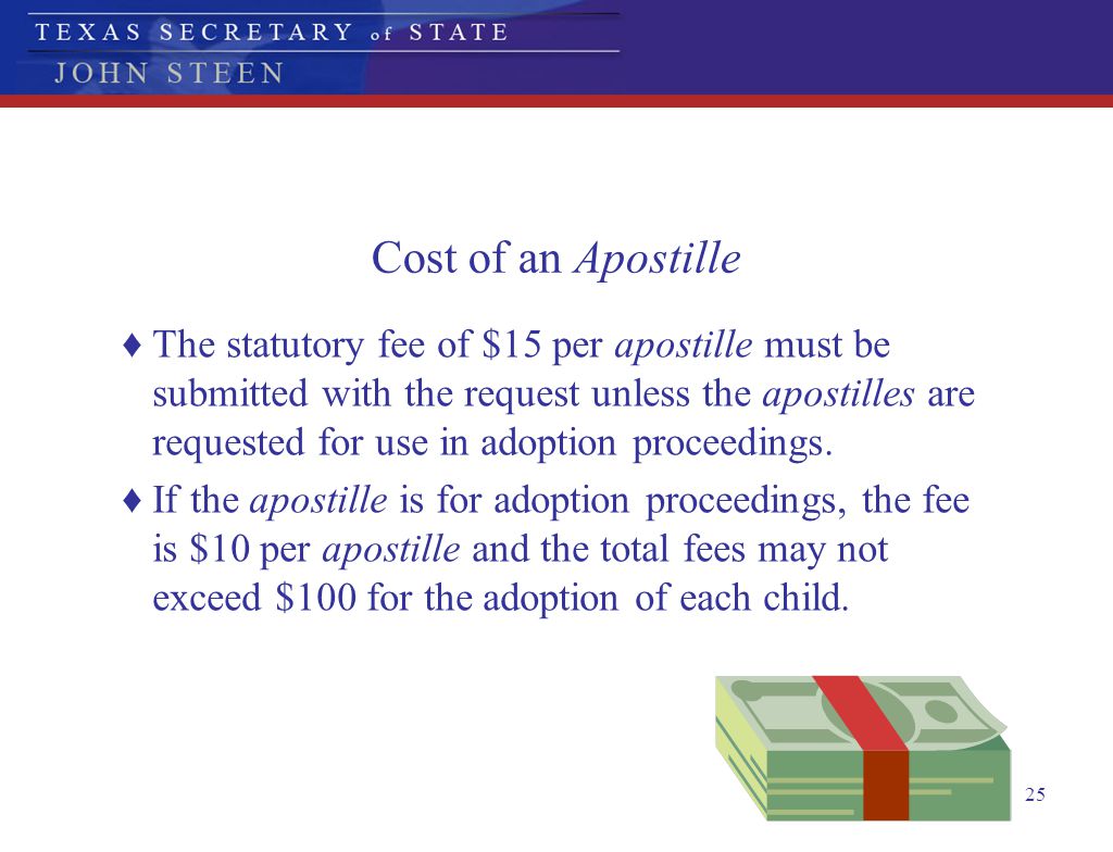 Cost of an Apostille