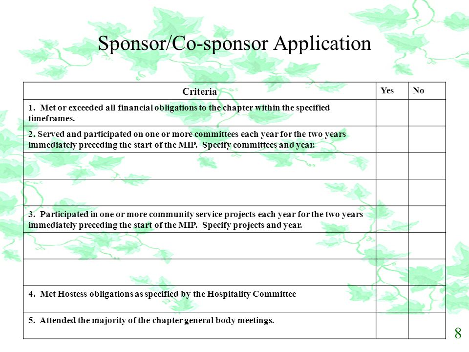 Sponsor/Co-sponsor Application
