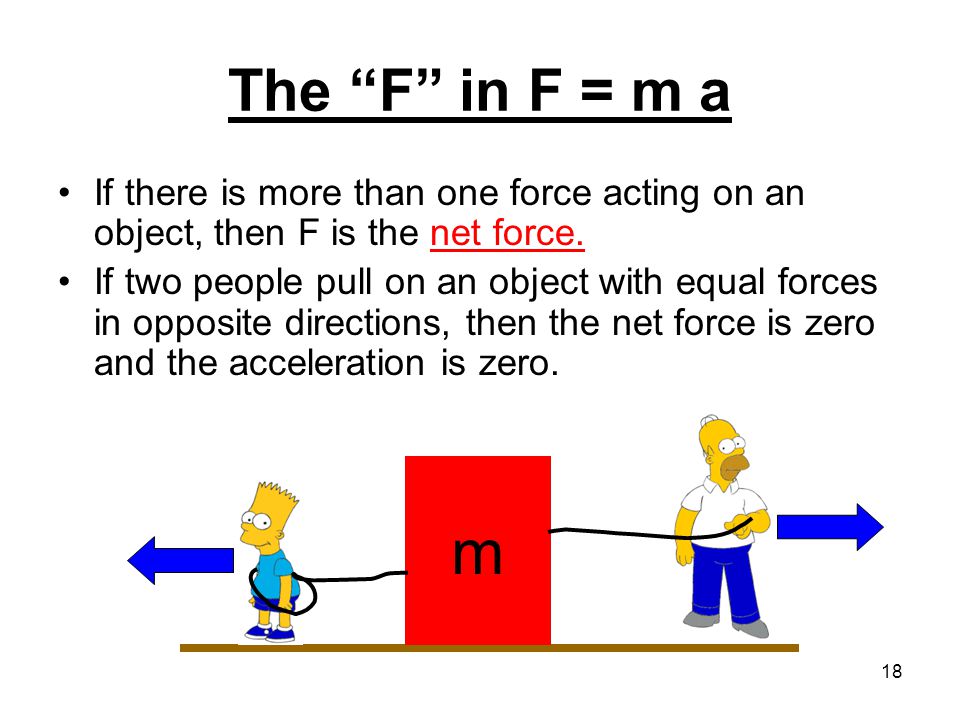 The F in F = m a If there is more than one force acting on an object, then F is the net force.