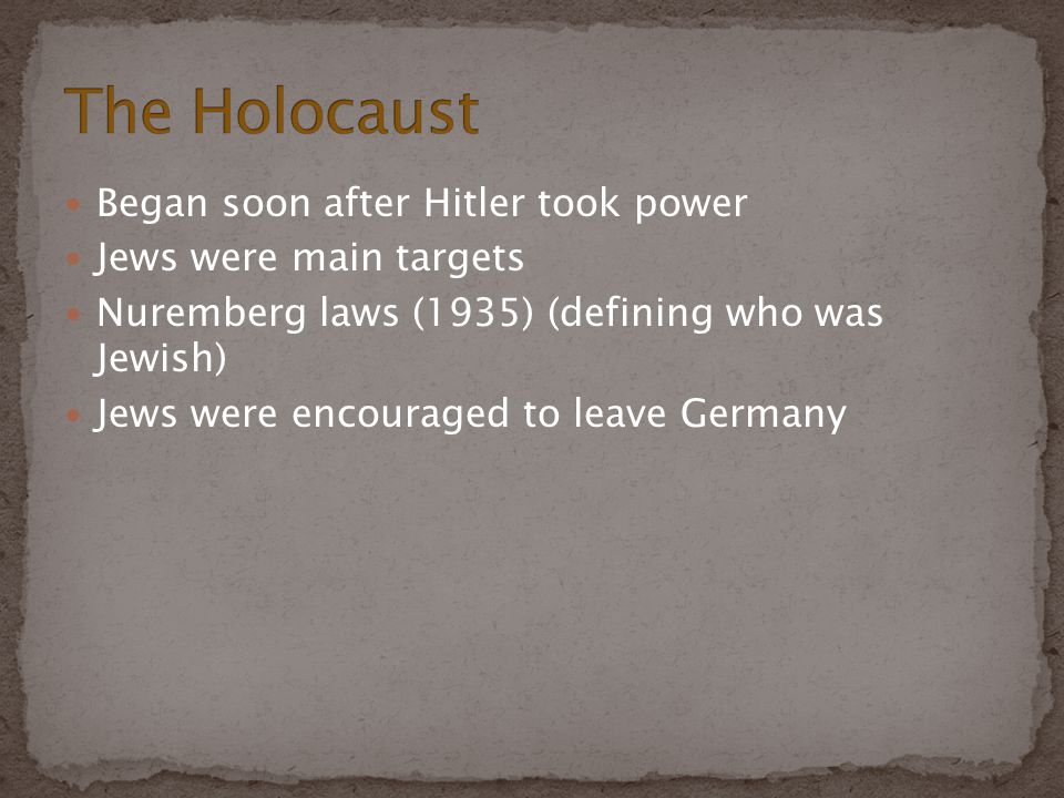 The Holocaust Began soon after Hitler took power