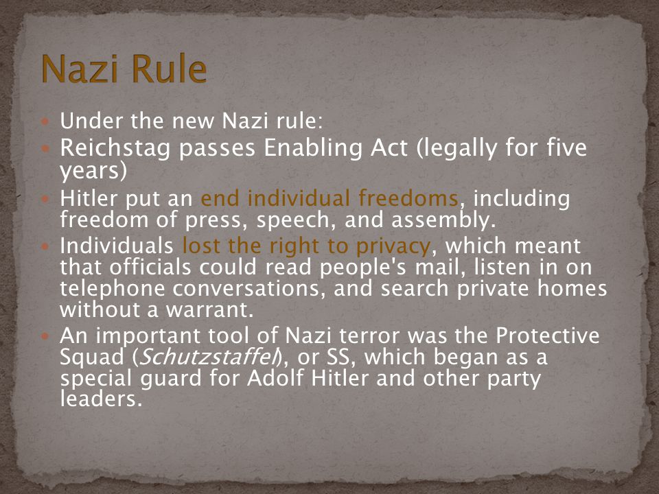 Nazi Rule Reichstag passes Enabling Act (legally for five years)