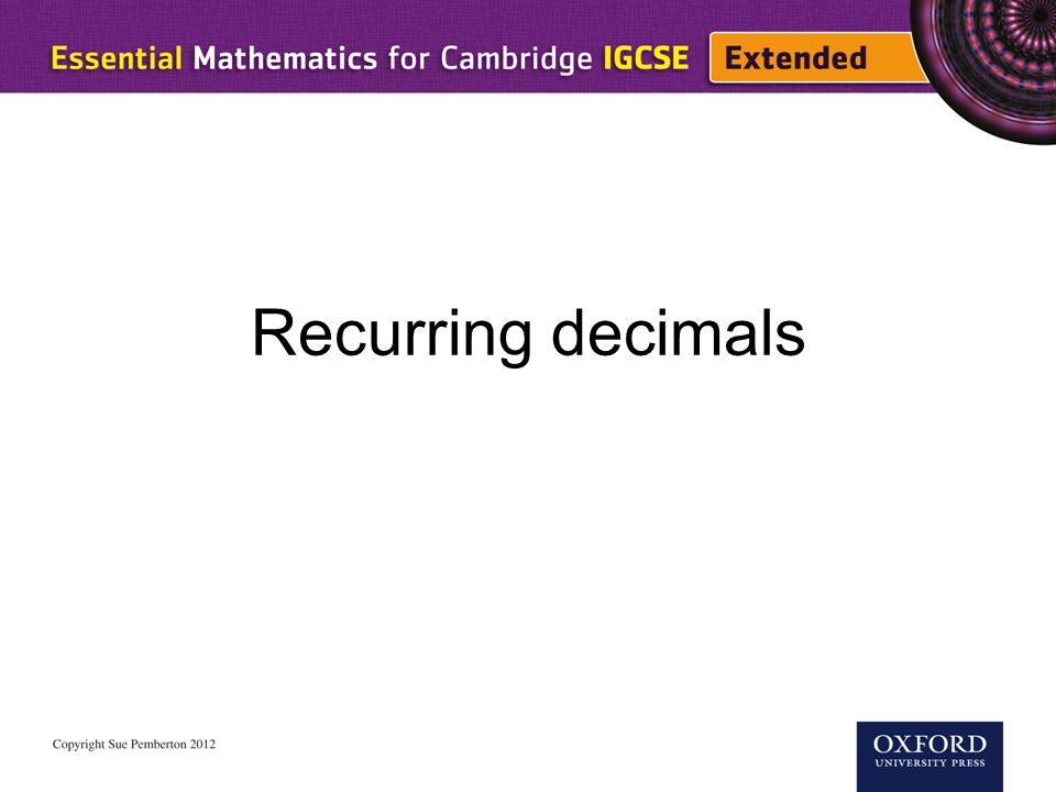 Recurring decimals