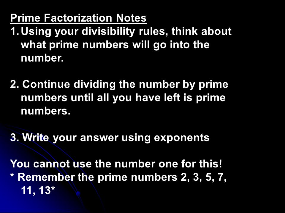Prime Factorization Notes