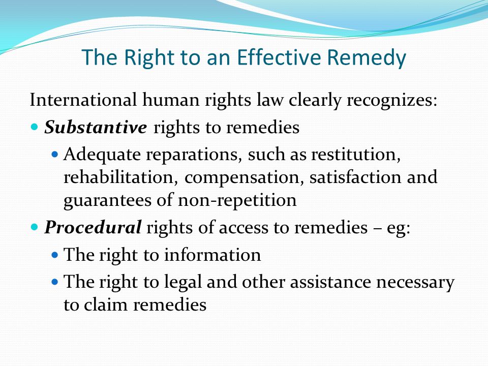 The Right to an Effective Remedy