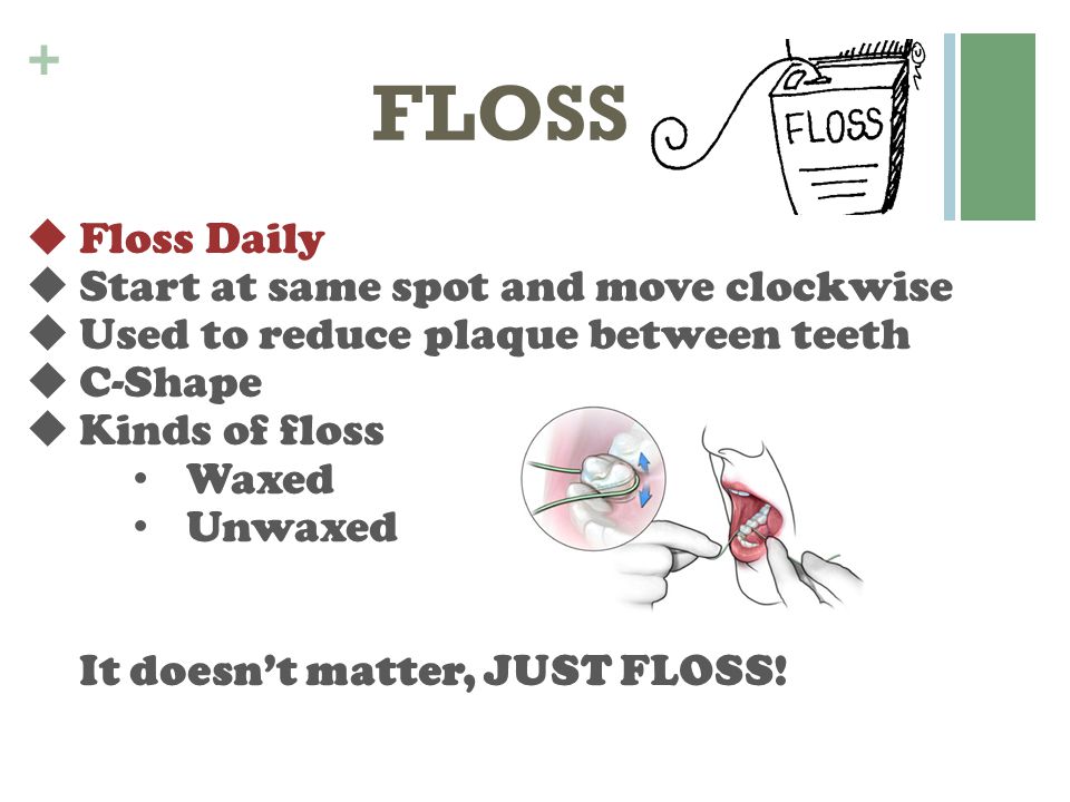 FLOSS Floss Daily Start at same spot and move clockwise