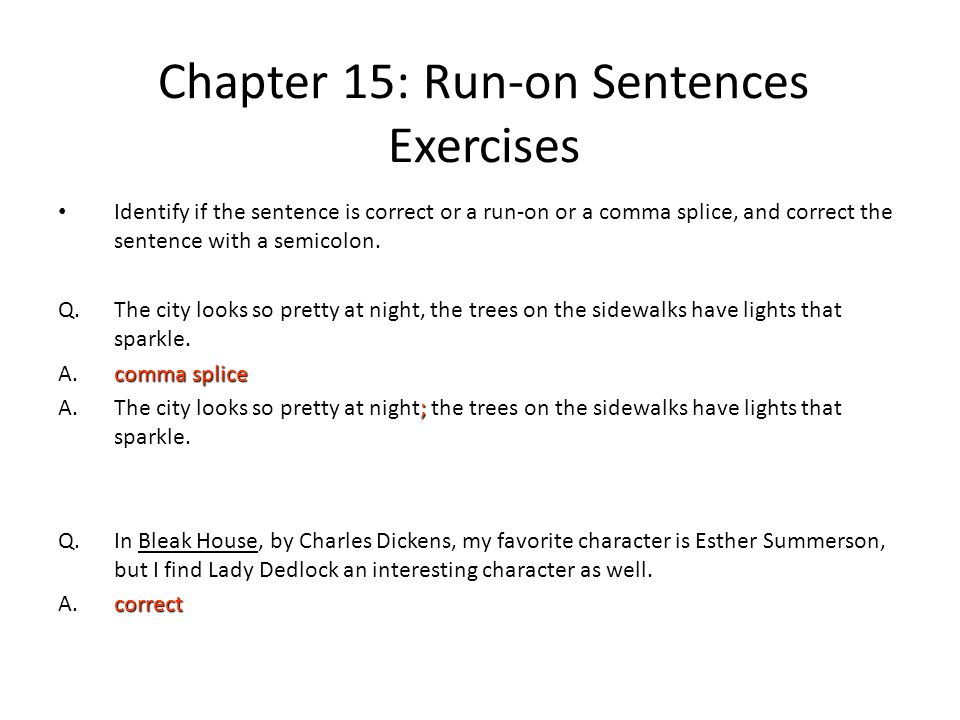 Run on sentences worksheet