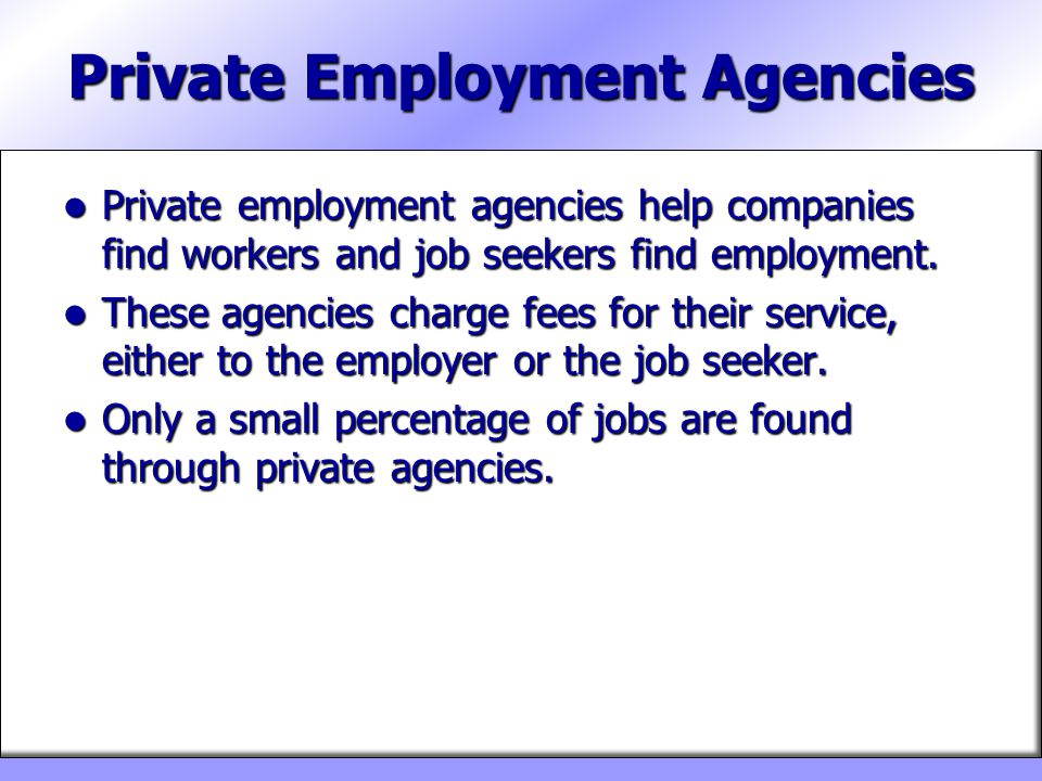 Private Employment Agencies