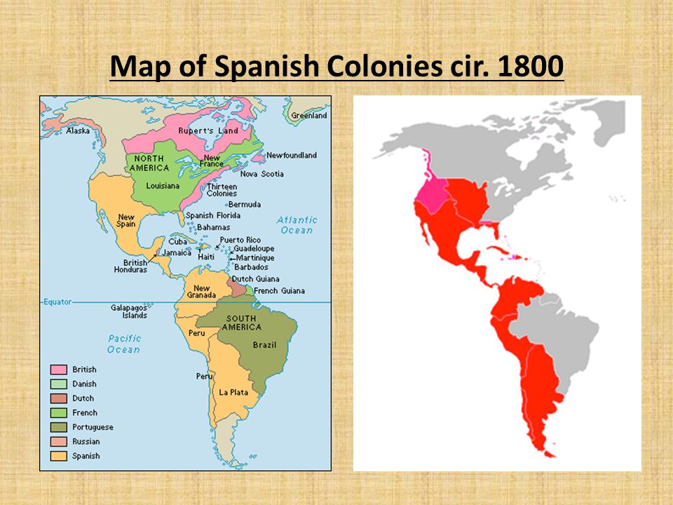 Карта испанских колоний