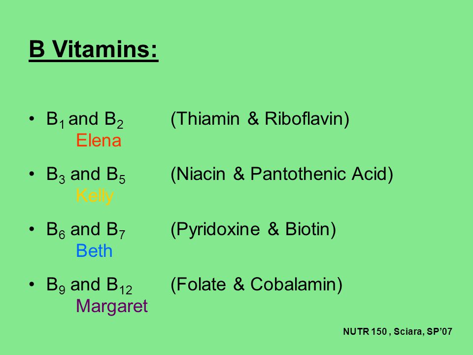 B Vitamins B1 And B2 Thiamin Riboflavin Elena Ppt
