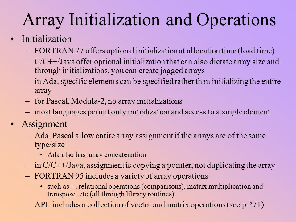 Array Initialization and Operations