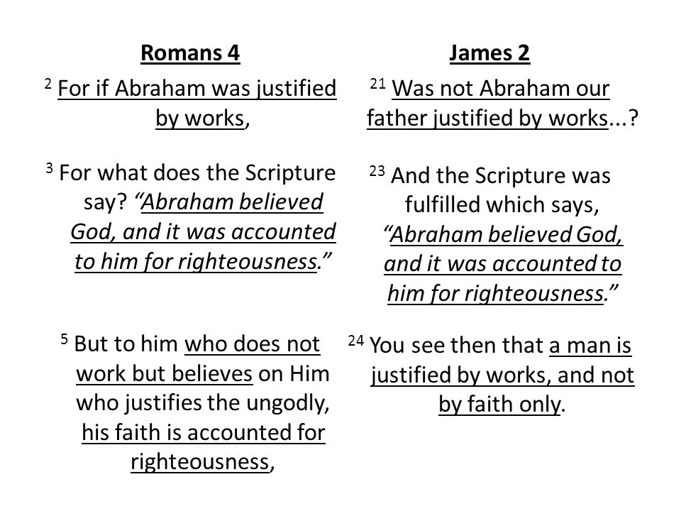 Romans 4 James 2 2 For if Abraham was justified by works,