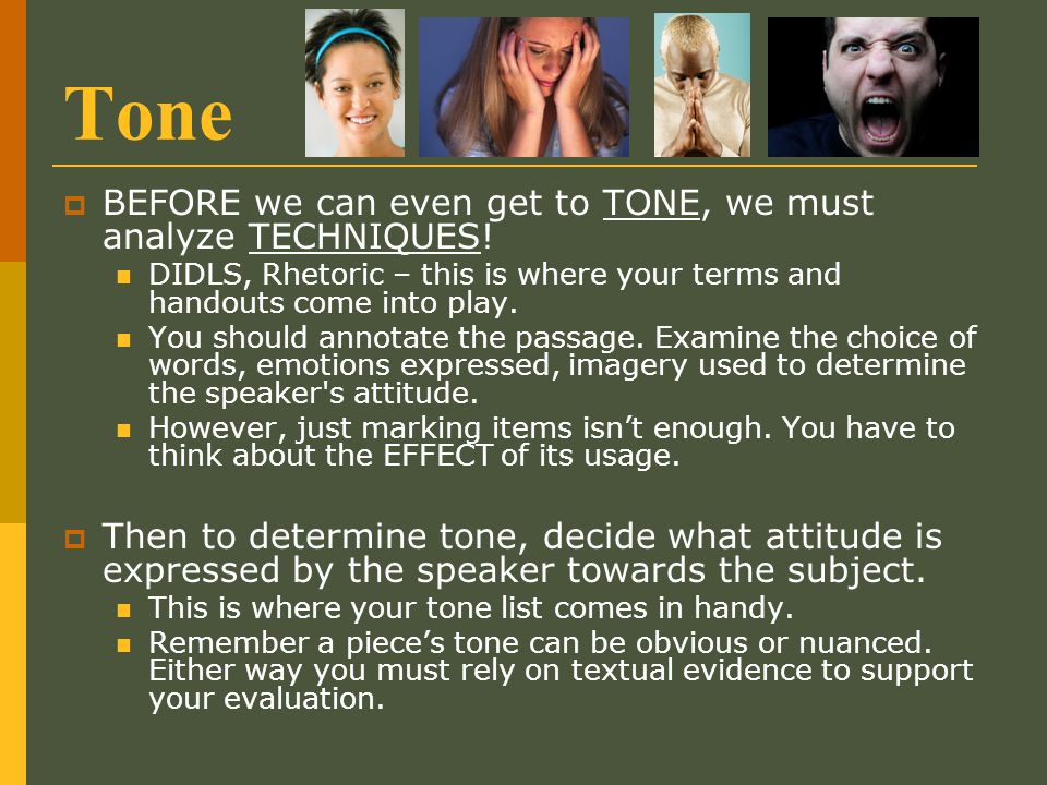 Tone BEFORE we can even get to TONE, we must analyze TECHNIQUES!