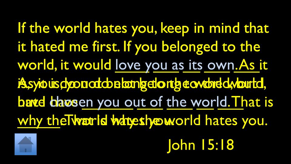 If the world hates you, keep in mind that it hated me first