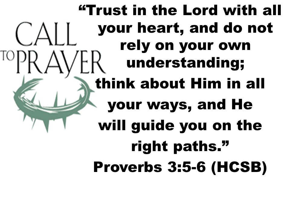 Trust in the Lord with all your heart, and do not rely on your own understanding;
