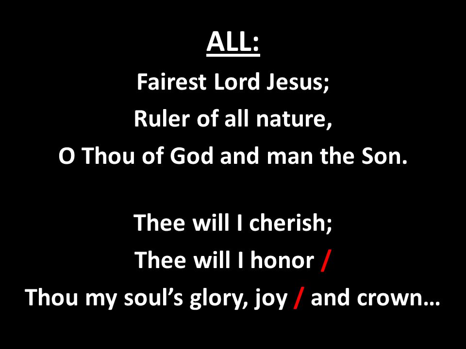 O Thou of God and man the Son. Thou my soul’s glory, joy / and crown…