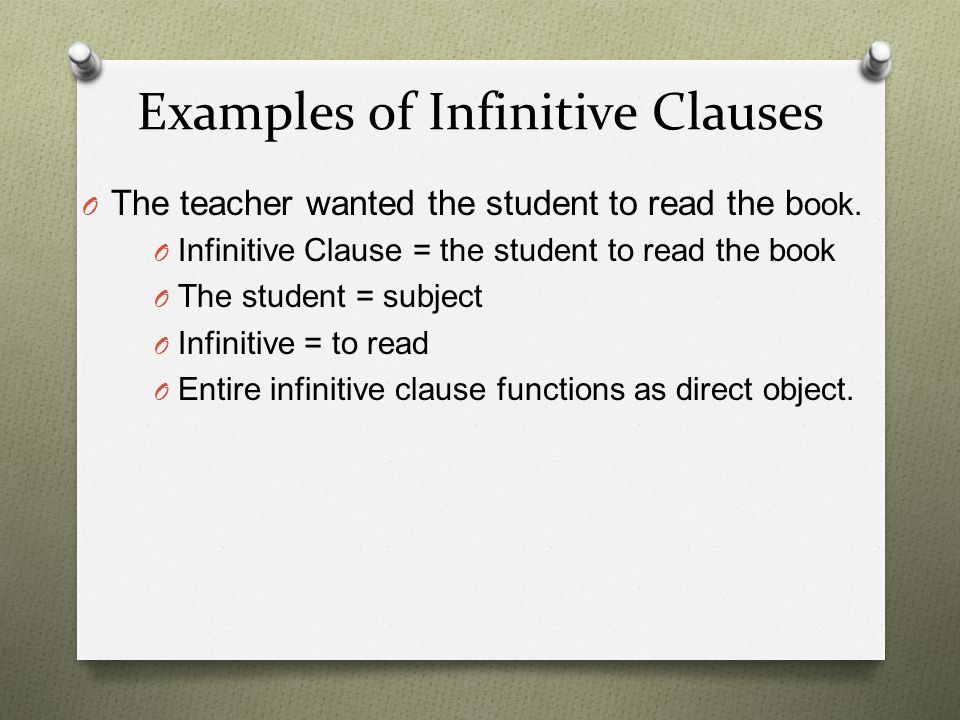 Examples of Infinitive Clauses