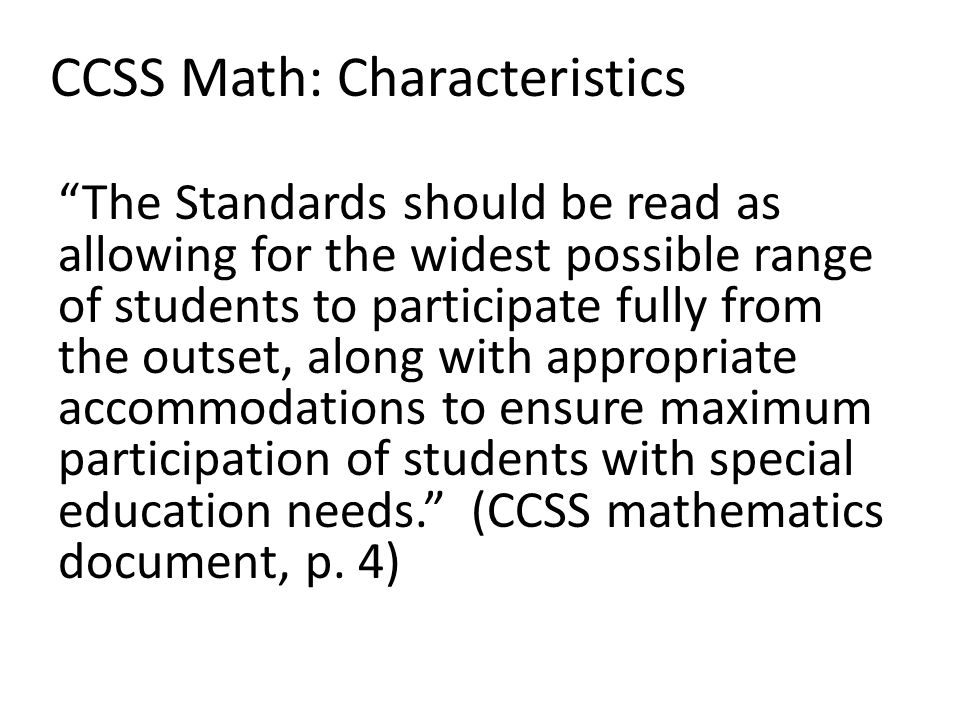 CCSS Math: Characteristics