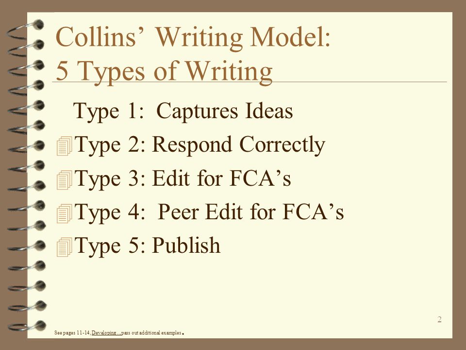 Collins’ Writing Model: 5 Types of Writing